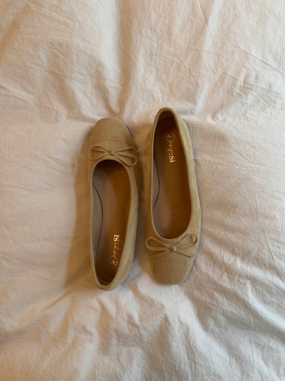 Fione ballerinaer i ruskind - Beige