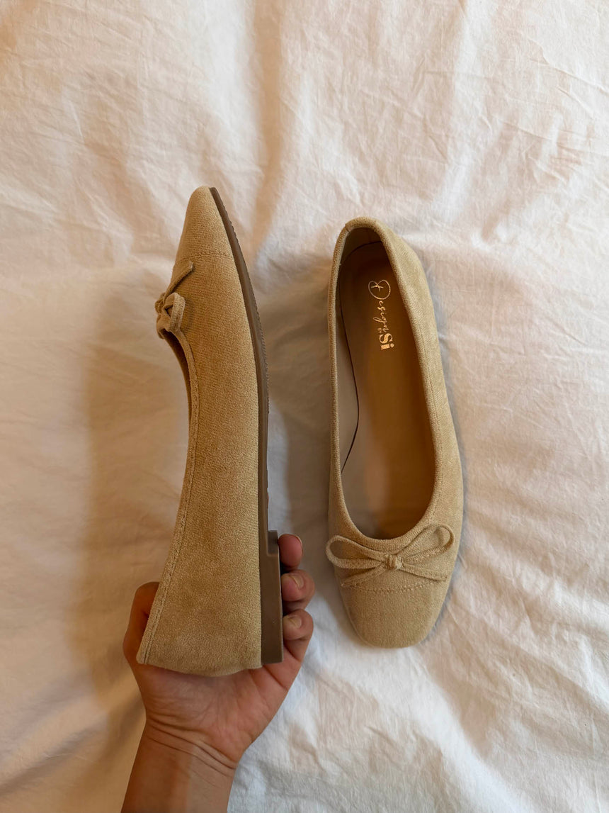 Fione ballerinaer i ruskind - Beige