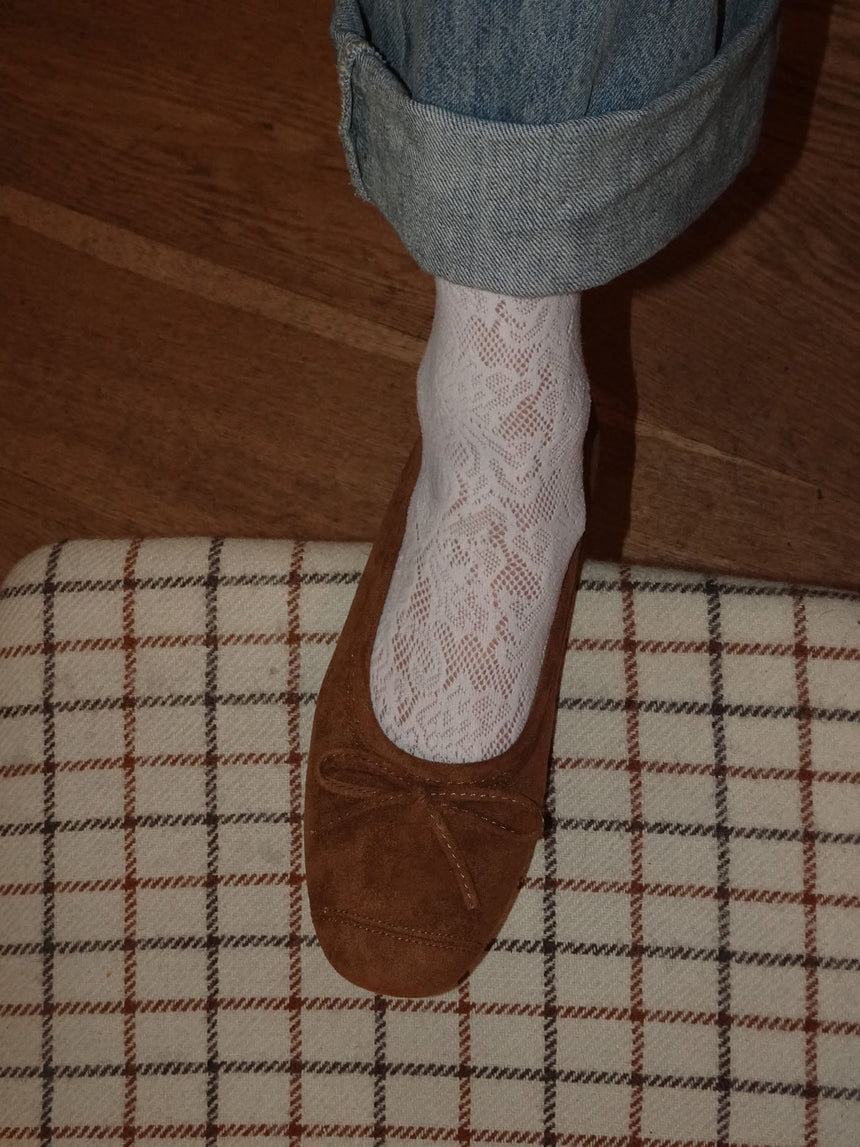 Gina ballerina i ruskind - Brun