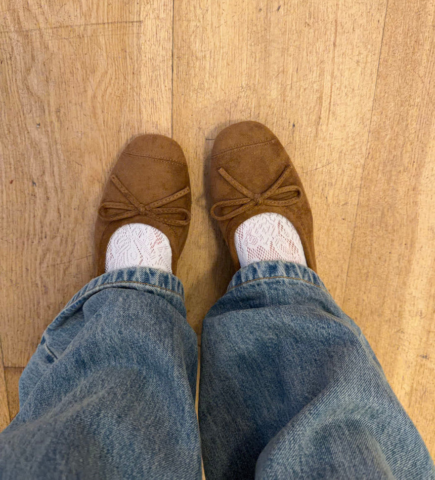 Gina ballerina i ruskind - Brun