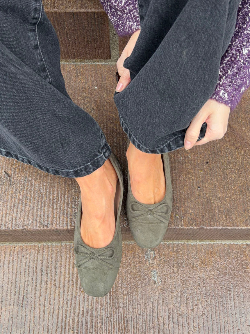 Fione ballerinaer i ruskind - Kaki