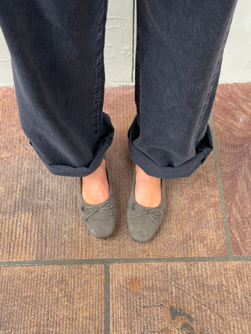 Fione ballerinaer i ruskind - Kaki