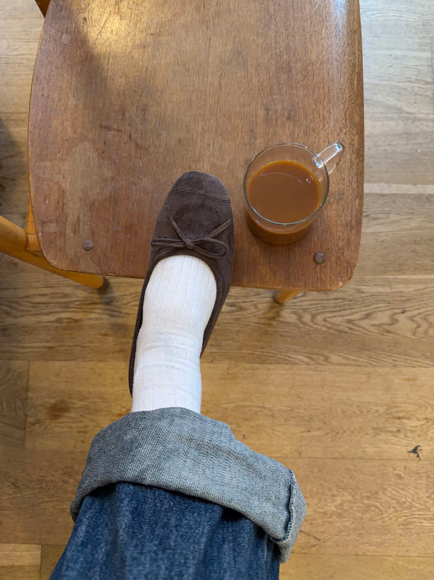 Gina ballerina i ruskind - Mørkebrun