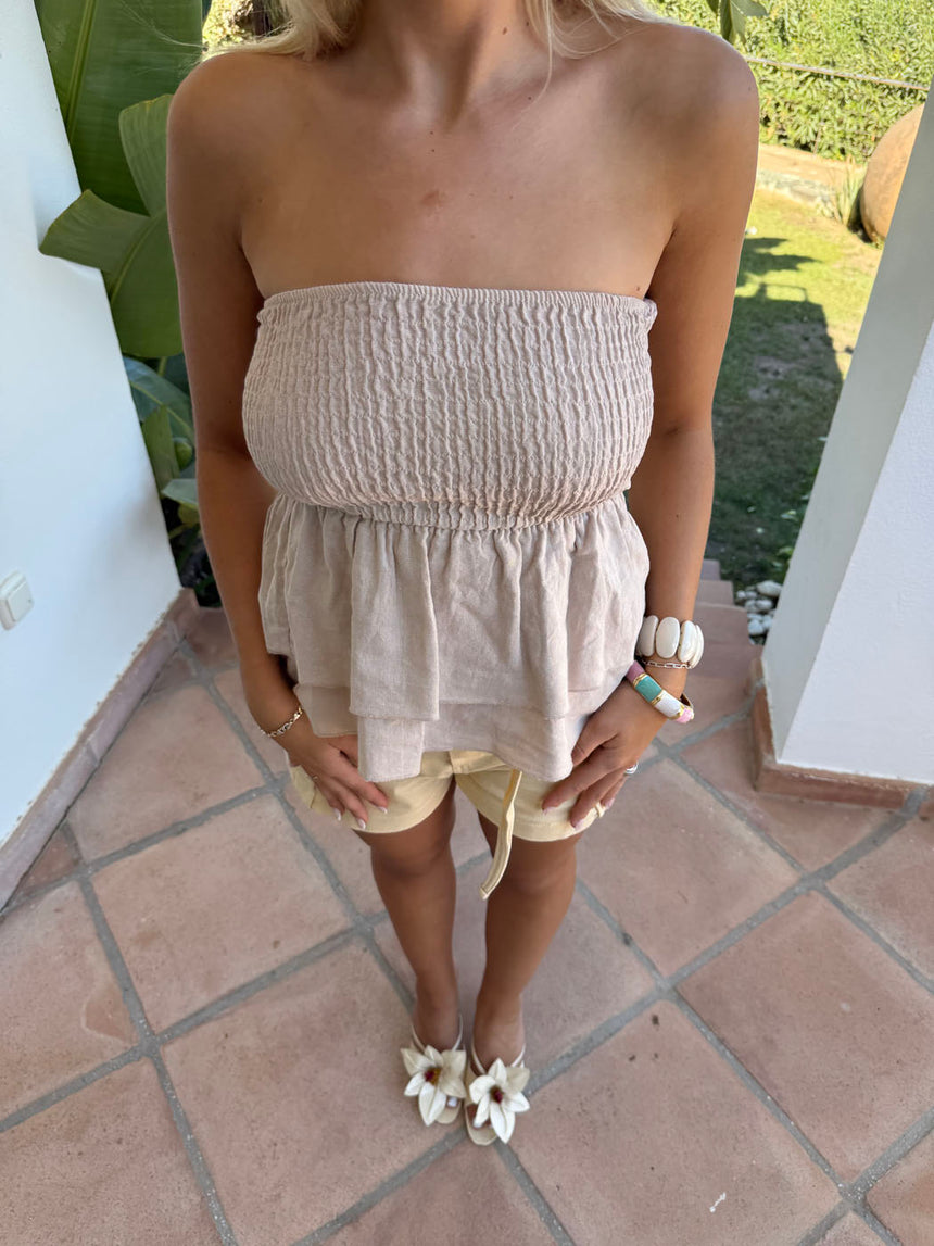 Violetta bandeautop i hørblanding - Beige