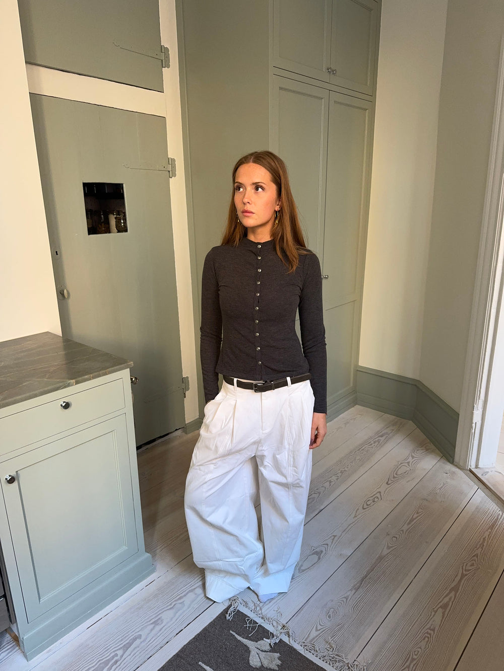 Carmen oversized bukser med bælte - Hvid