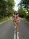 Soleil bikini med mønster - Bordeaux/orange/gul