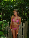 Romantika bikini med striber og flæser - Pink