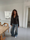 Anahita kort blazer - Mørkebrun/Sort