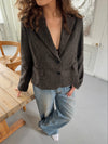 Anahita kort blazer - Mørkebrun/Sort