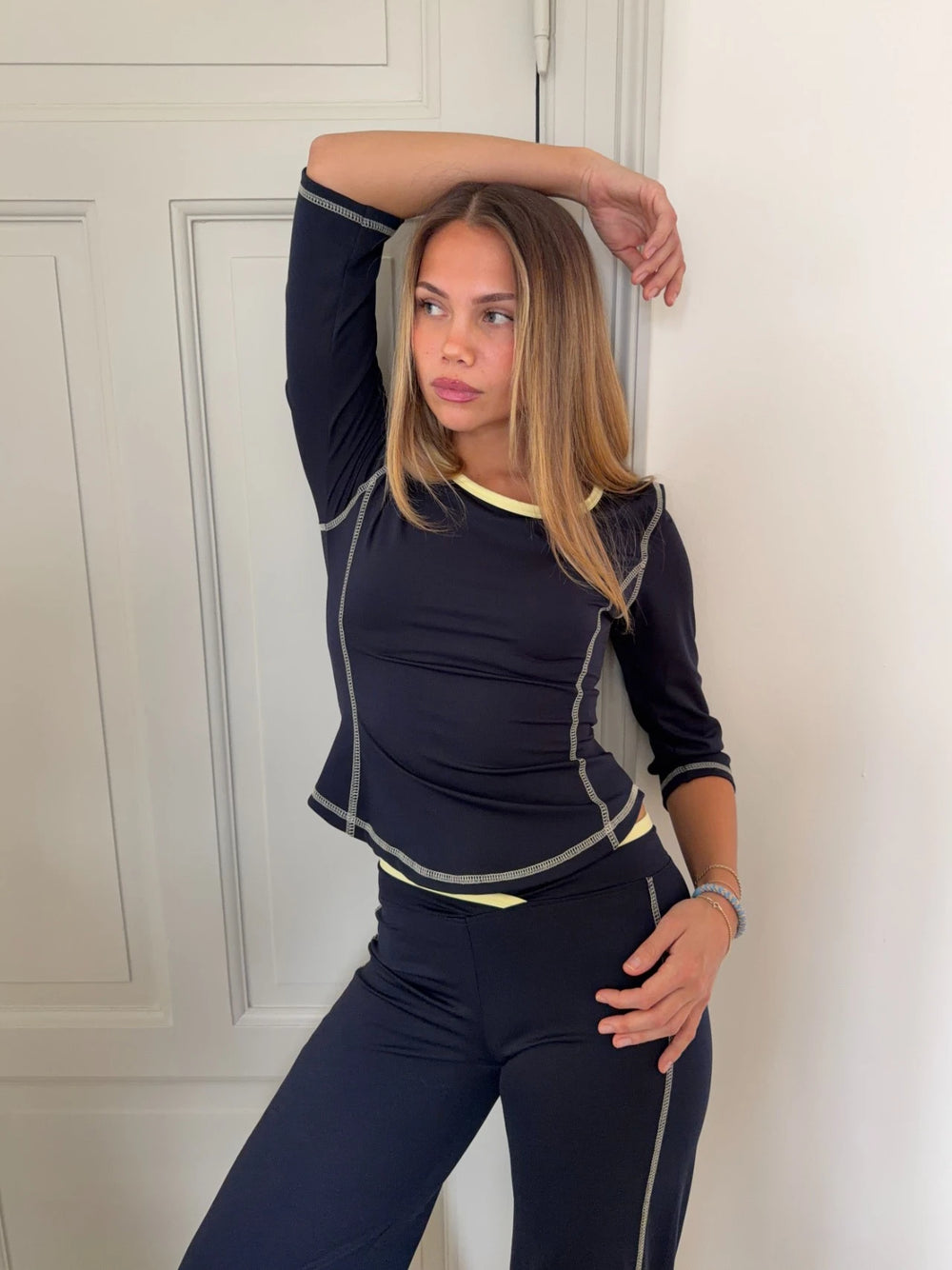 Waverly bluse - Navy/gul