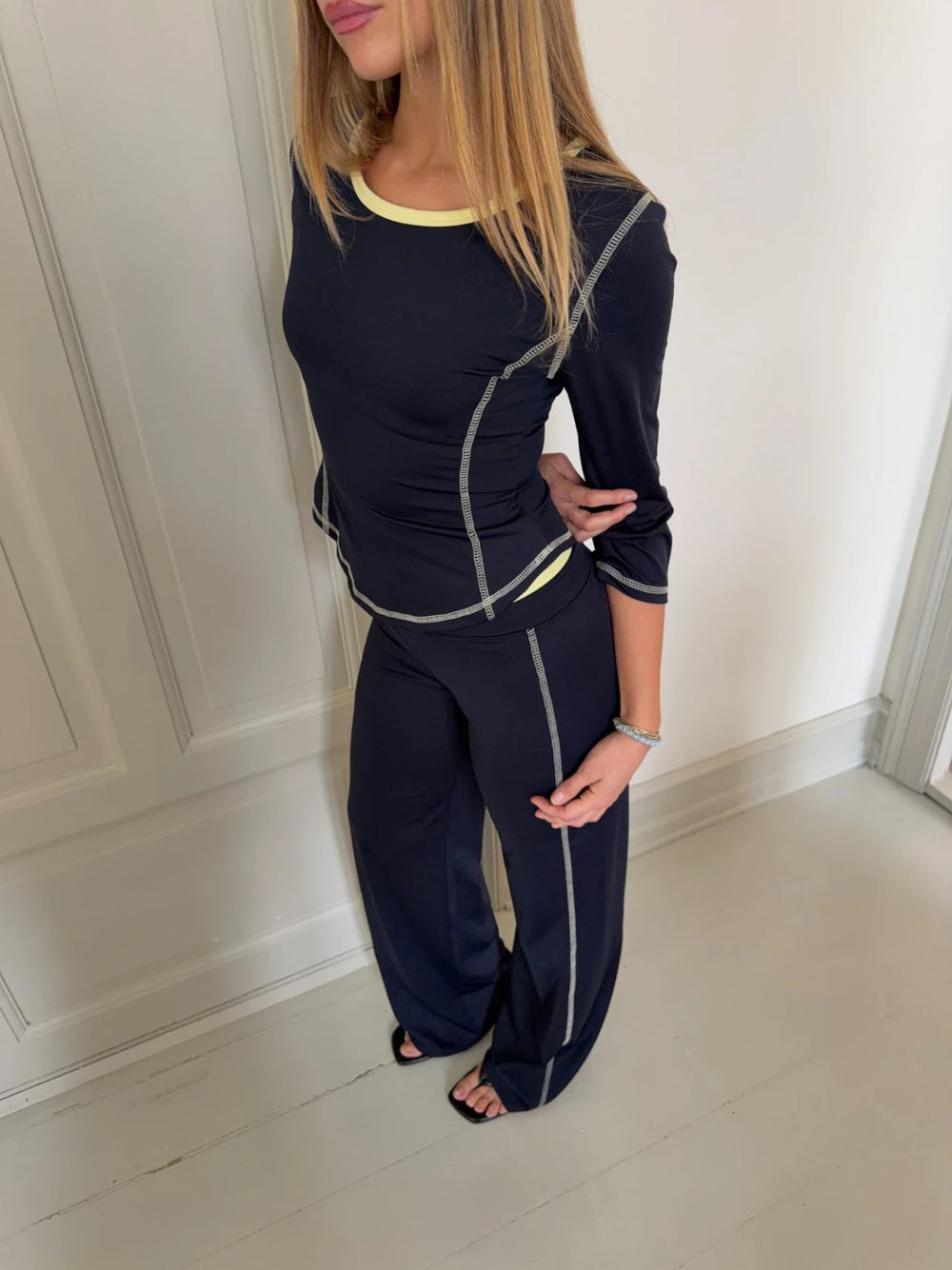 Waverly bluse - Navy/gul