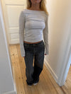 Lila bluse med åben ryg - Grå