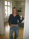 Bluva langærmet bluse i rib - Navy
