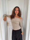 Margit bluse med detalje - Beige