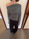Ukana bluse med knapper - Kaki