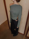 Ukana bluse med knapper - Kaki