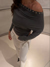 Ukana bluse med knapper - Kaki