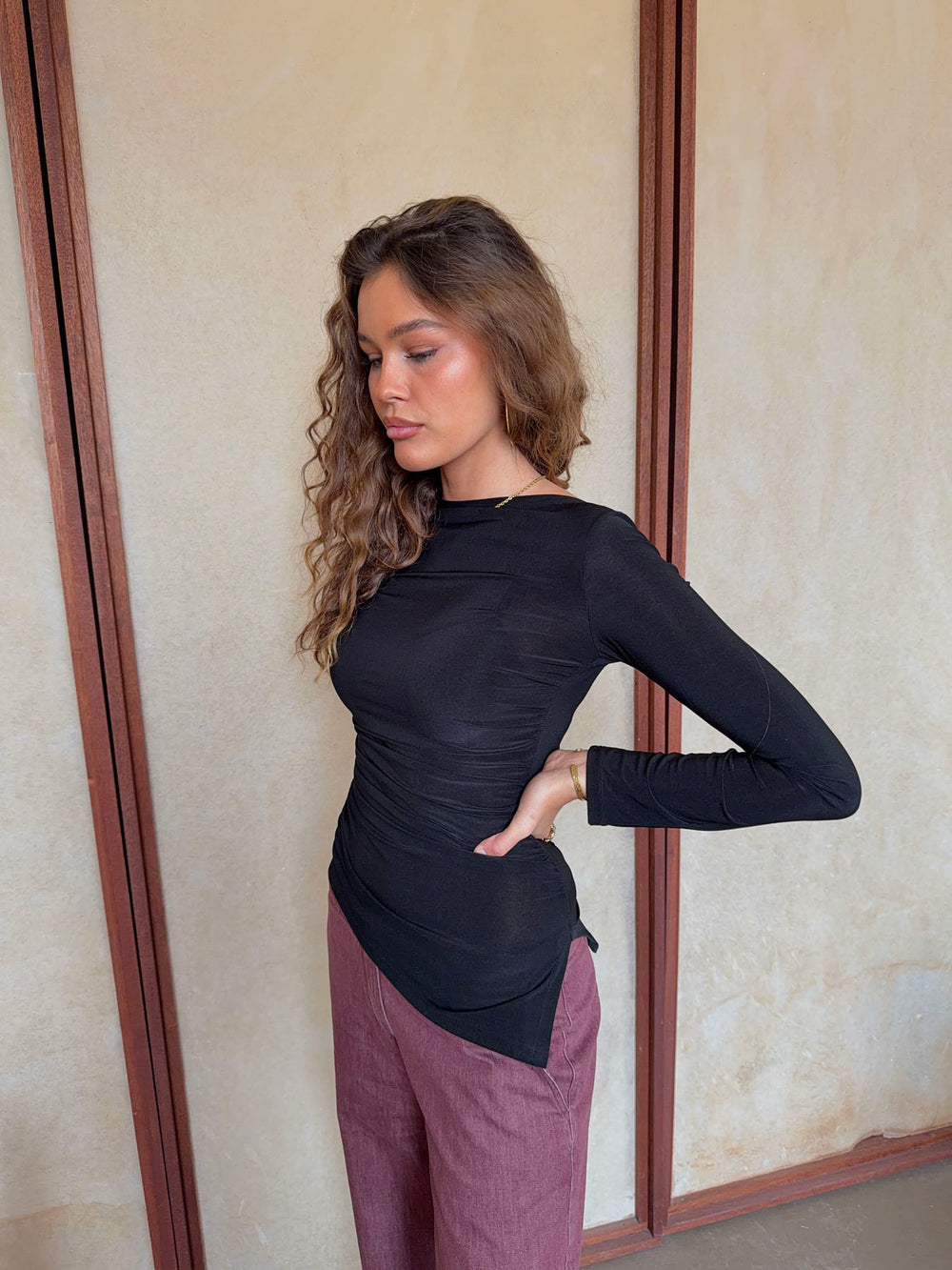 Florine bluse med lange ærmer - Sort