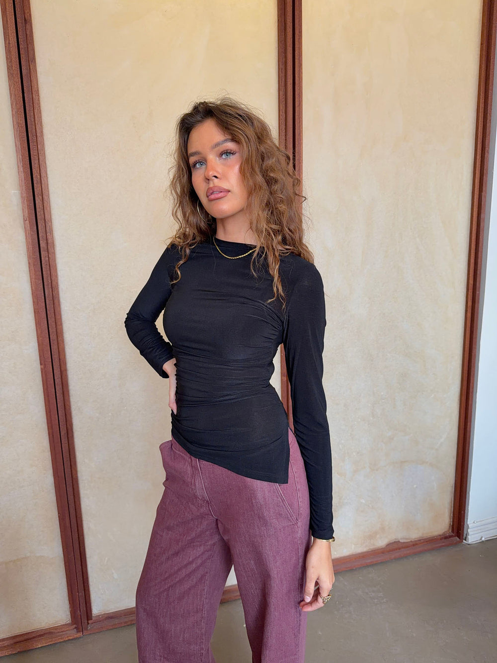 Florine bluse med lange ærmer - Sort