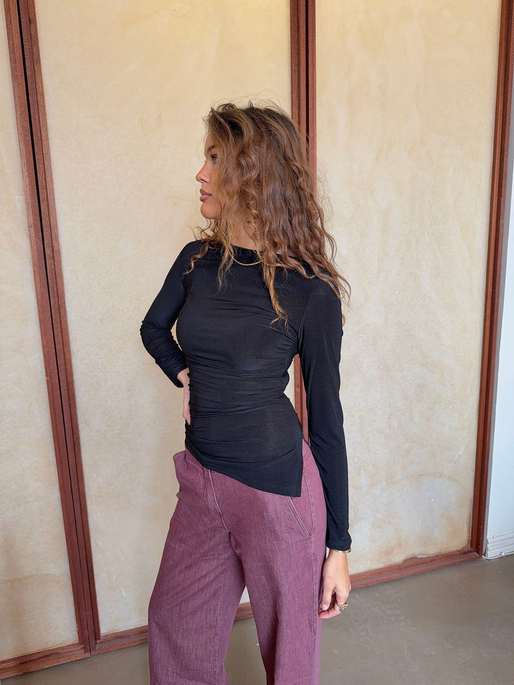 Florine bluse med lange ærmer - Sort