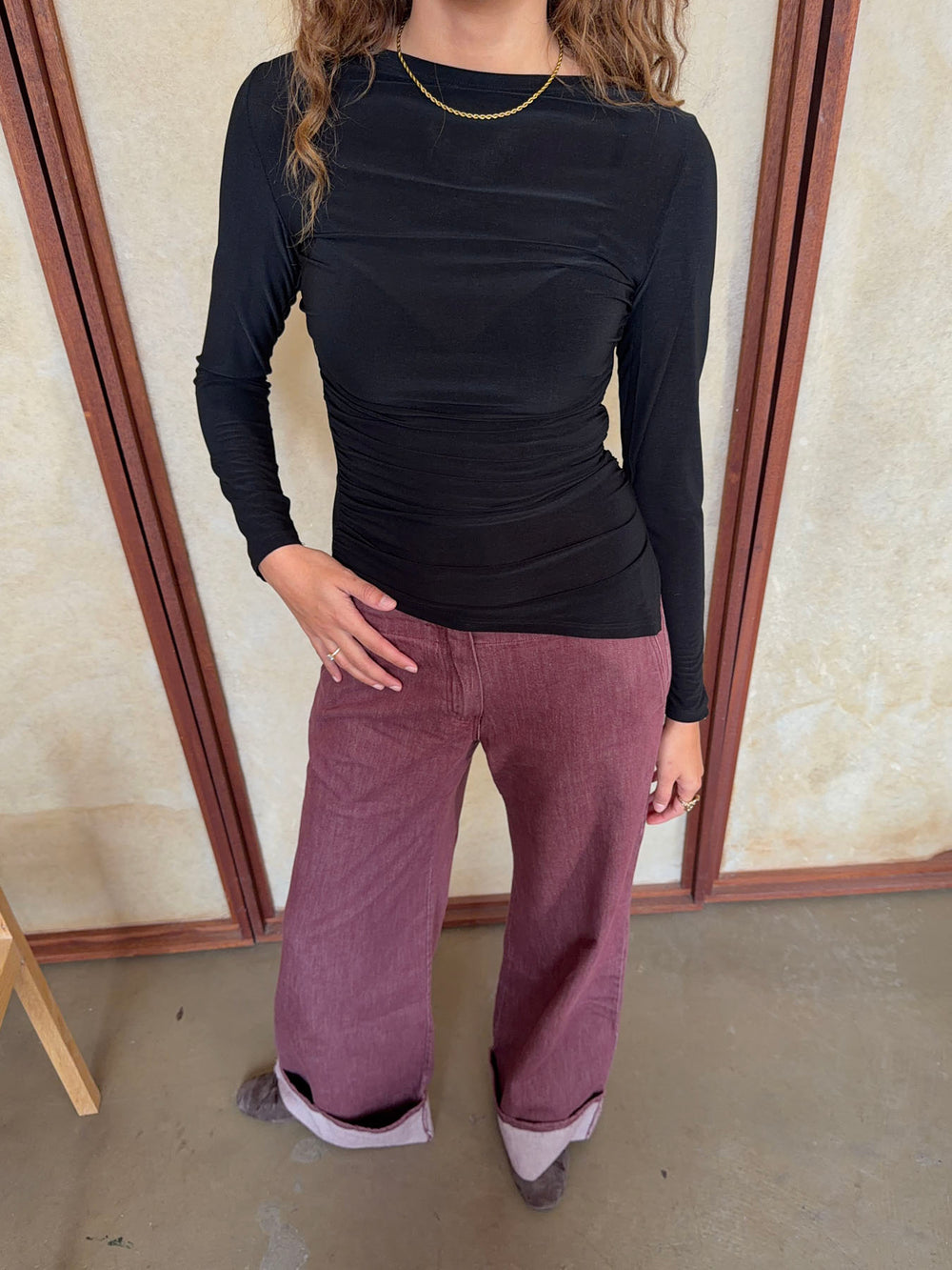 Florine bluse med lange ærmer - Sort