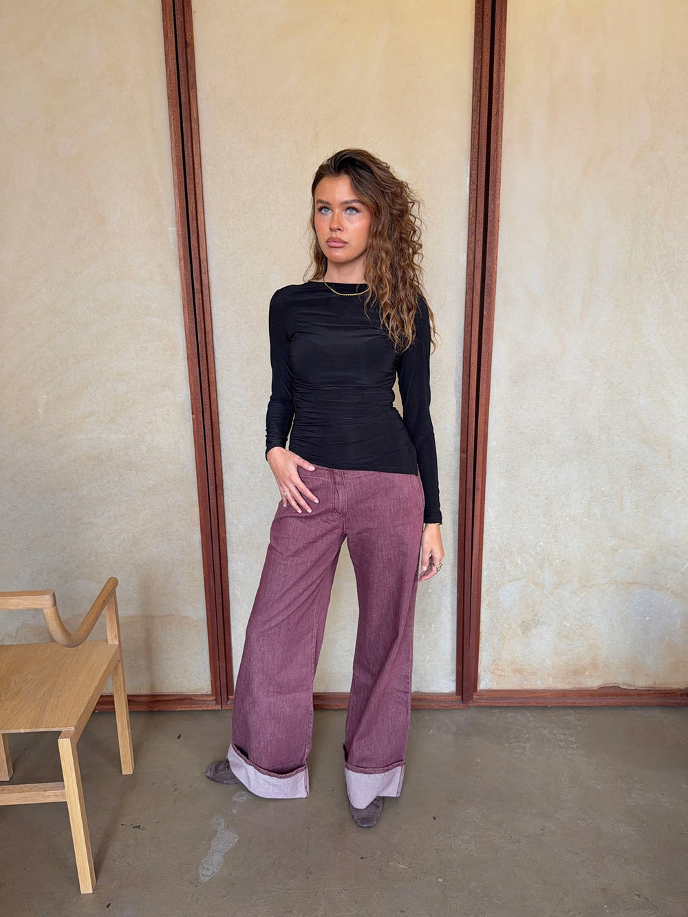 Florine bluse med lange ærmer - Sort