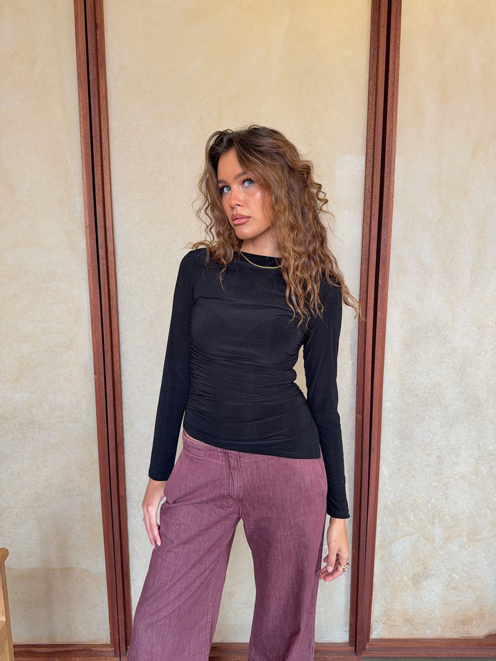 Florine bluse med lange ærmer - Sort