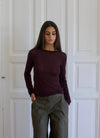 Suzy bluse med striber - Bordeaux og sort