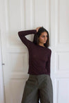 Suzy bluse med striber - Bordeaux og sort