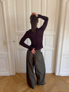 Suzy bluse med striber - Bordeaux og sort