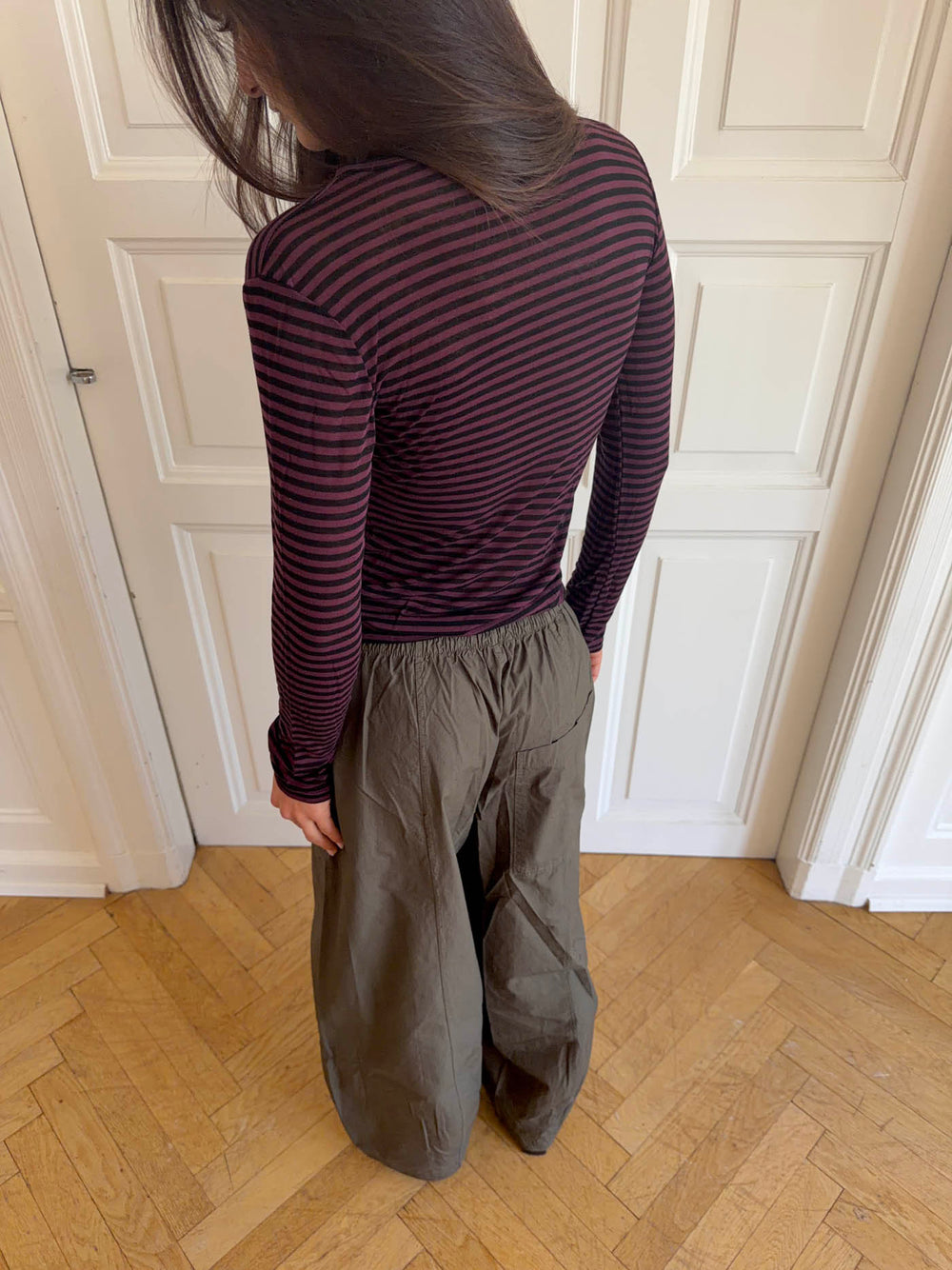 Suzy bluse med striber - Bordeaux og sort