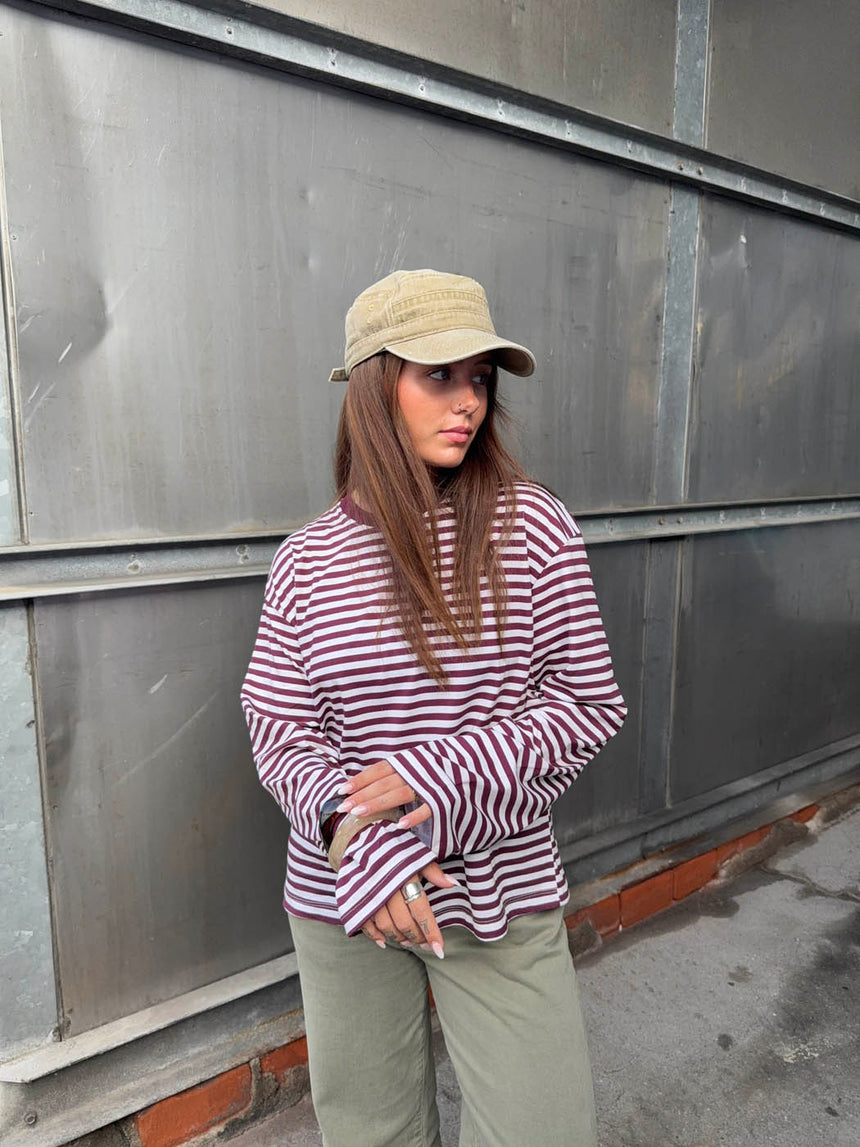 Lura bluse med striber - Rød/hvid