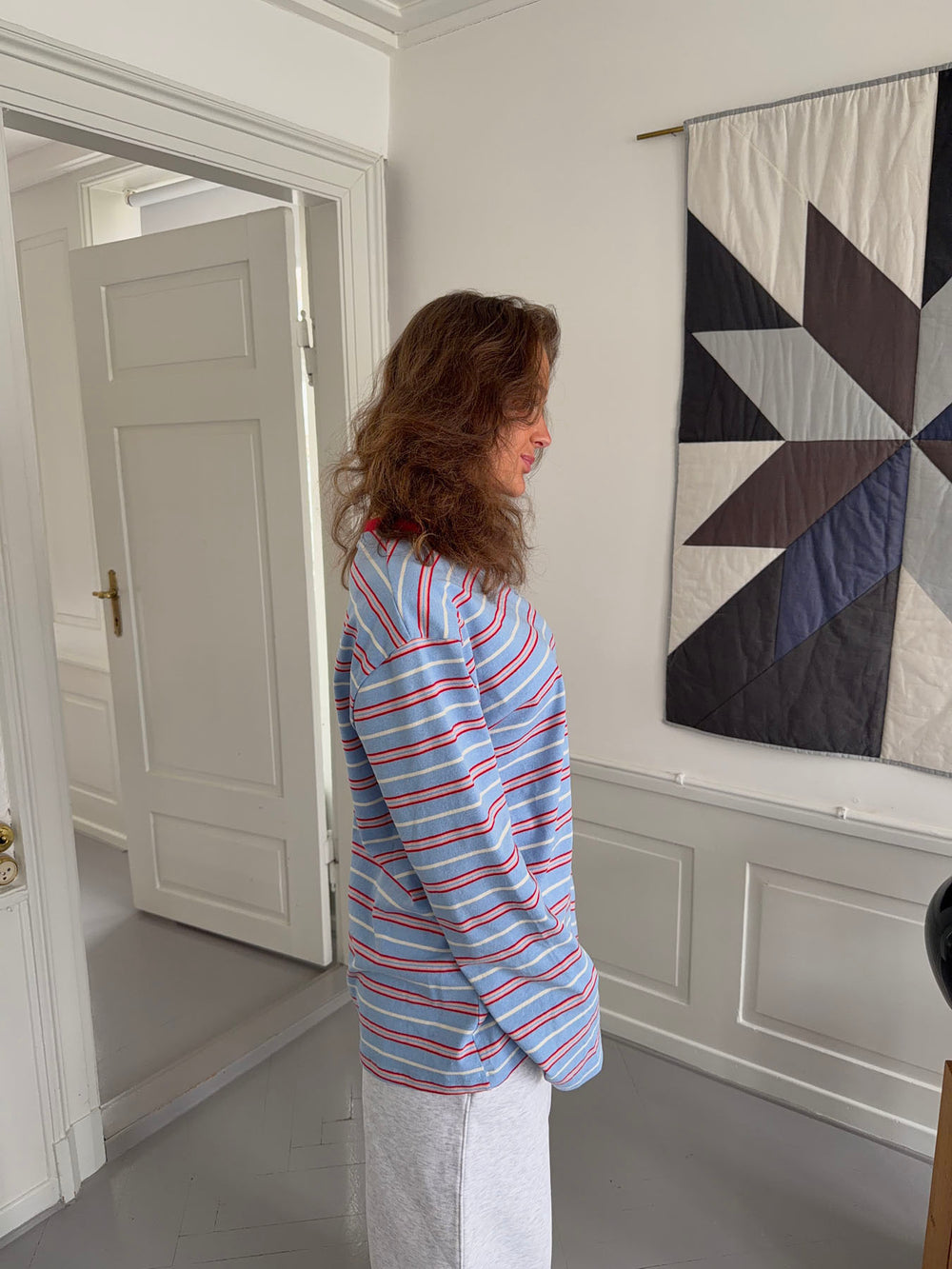 Vera bluse med striber - Rød/hvid/blå