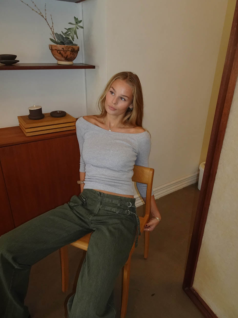 Sisivilia bluse med trekvart ærmer - Lysegrå