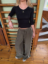 Tessy bluse med trekvartærmer - Sort