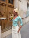 Penny bluse med trekvartærmer - Turquoise