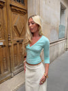 Penny bluse med trekvartærmer - Turquoise