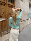 Penny bluse med trekvartærmer - Turquoise