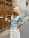 Penny bluse med trekvartærmer - Turquoise