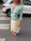 Penny bluse med trekvartærmer - Turquoise