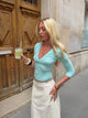 Penny bluse med trekvartærmer - Turquoise