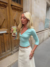 Penny bluse med trekvartærmer - Turquoise