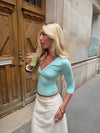 Penny bluse med trekvartærmer - Turquoise
