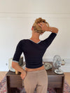 Theana bluse med trekvartærmer - Navy