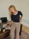 Theana bluse med trekvartærmer - Navy