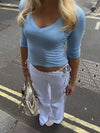 Liv bluse med v-neck - Lyseblå