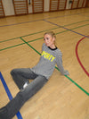 "Sporty" langærmet bluse med striber - Sort/hvid/gul