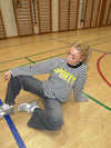 "Sporty" langærmet bluse med striber - Sort/hvid/gul