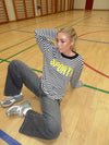"Sporty" langærmet bluse med striber - Sort/hvid/gul