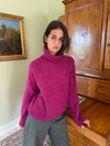 Idun striktrøje med turtleneck - Lilla